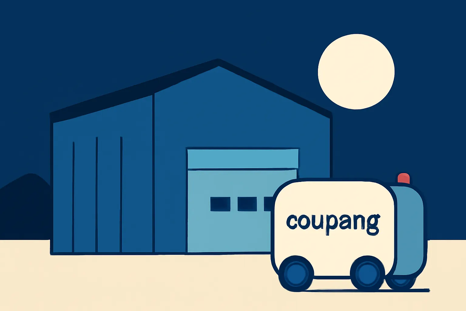 Illustrazione generata con IA per: Coupang punta su Busan: polo logistico intelligente da 42 miliardi di won