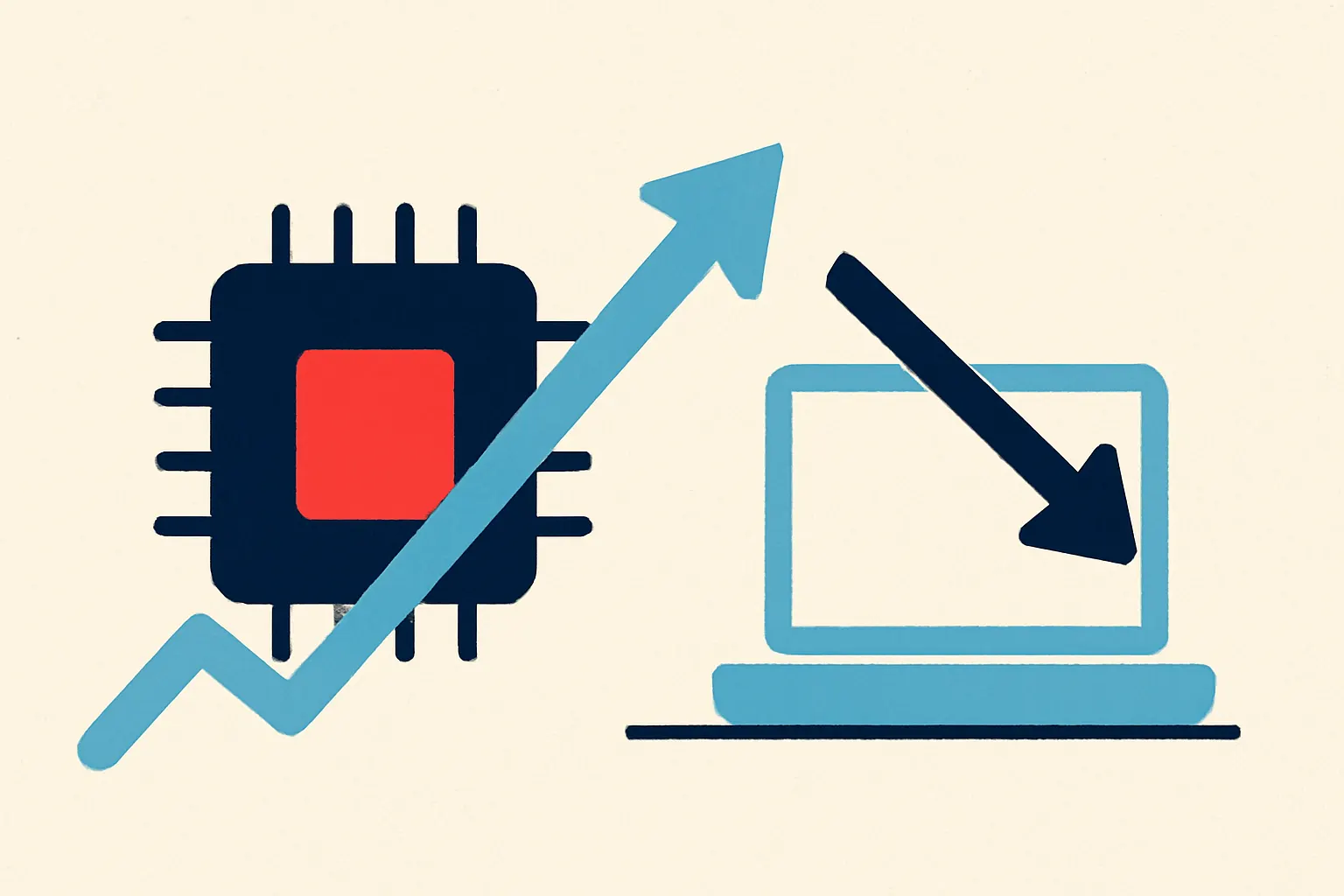 AI-generated illustration for: Intel: server CPUs in strong growth, but the PC market slows through 2027