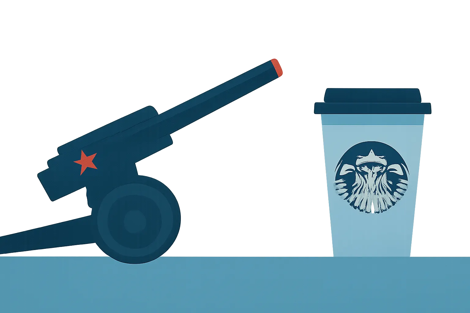 AI-generated illustration for: North Korean artillery edited with AI: the viral images of the Gimpo Starbucks