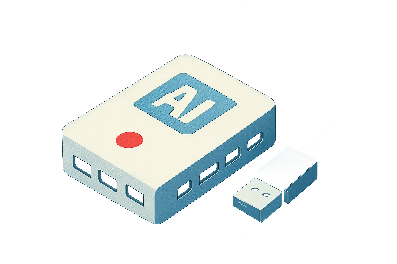Illustrazione generata con IA per: ReVia lancia su Makuake un hub USB con AI integrata senza registrazione né abbonamento