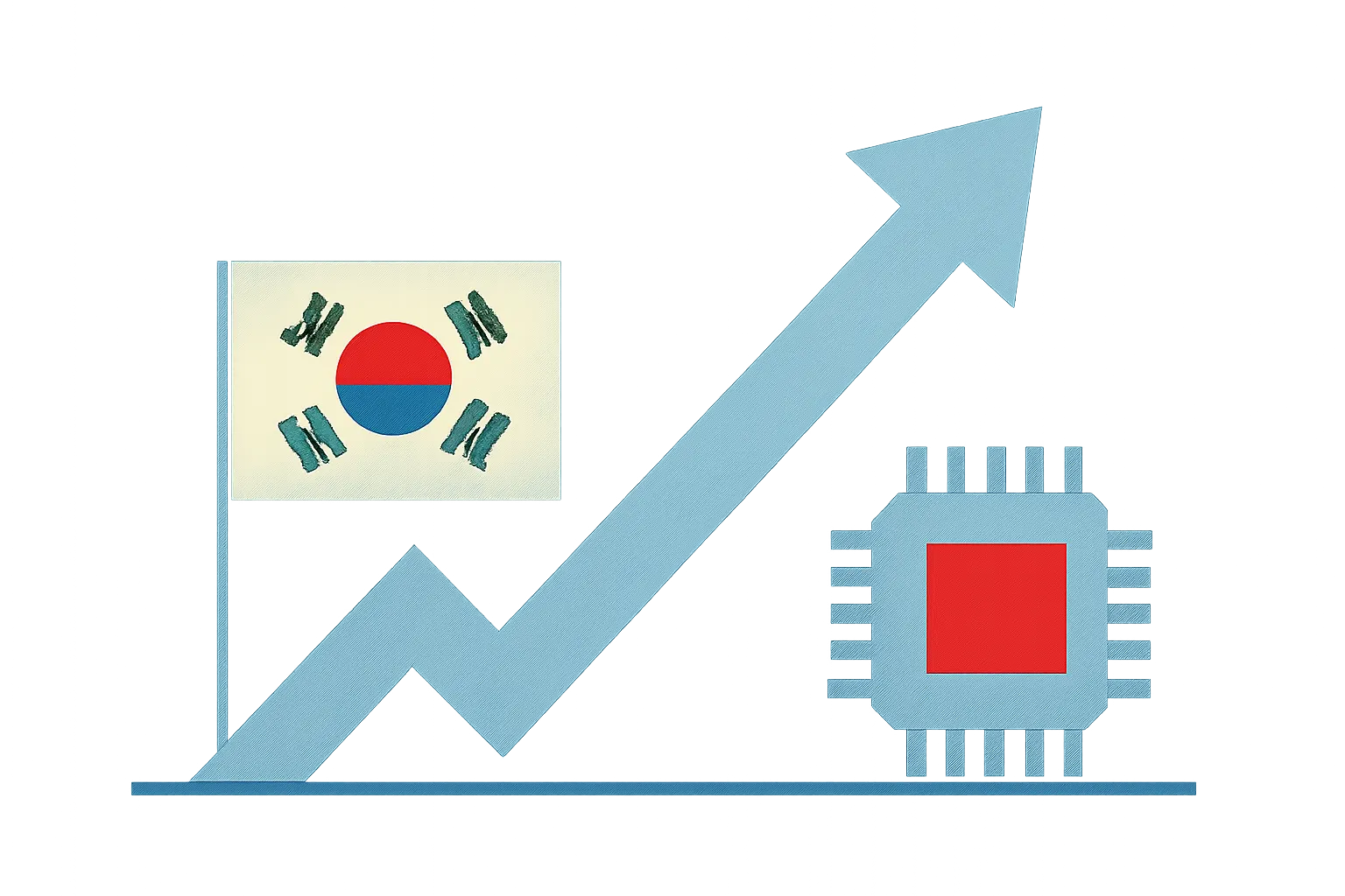 Illustrazione generata con IA per: Seul chiude in rialzo del 6,63%: SK hynix trascina i chip, scatta il sidecar