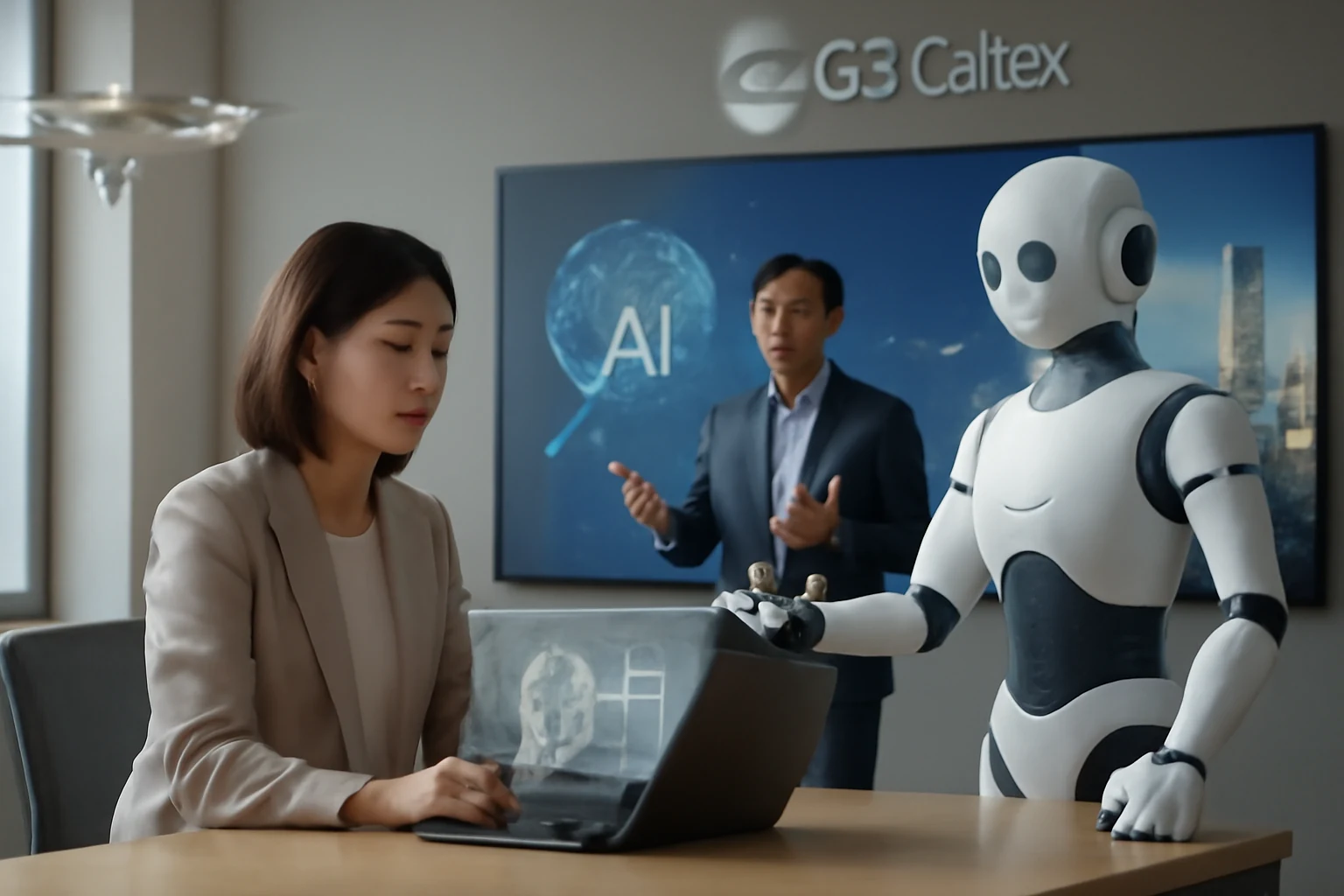Illustrazione generata con IA per: GS Caltex mette l'AI al centro del lavoro: dalla formazione ai robot