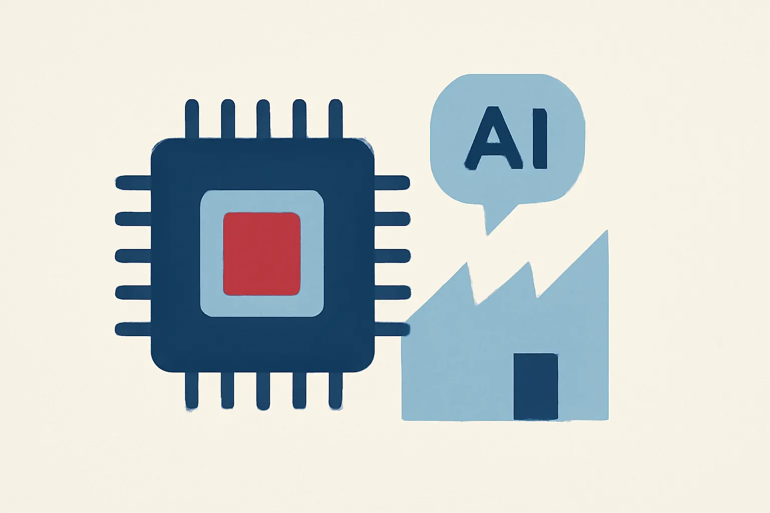 Illustrazione generata con IA per: L'IA ridisegna il chip: dalla domanda alla fabbrica