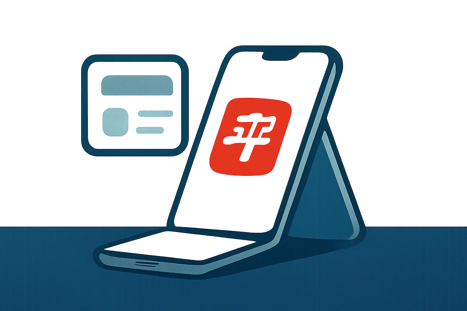 Illustrazione generata con IA per: 平安口袋银行 App annuncia l'arrivo su iPhone Duo: schermo esterno, widget e Stand By